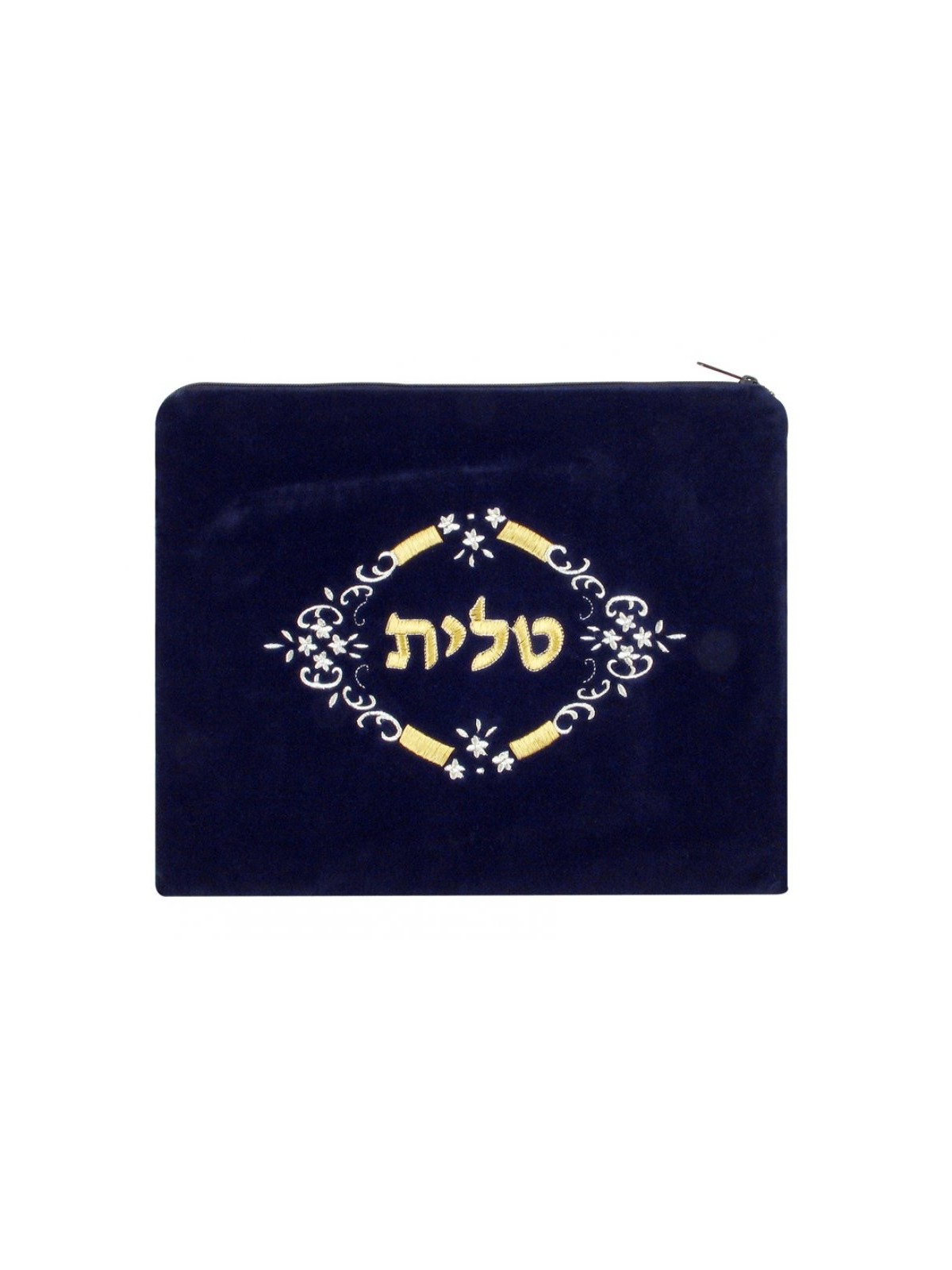 כחול כהה קטיפה טלית תיקי תפילין לבן... | תיקי טלית ותפילין